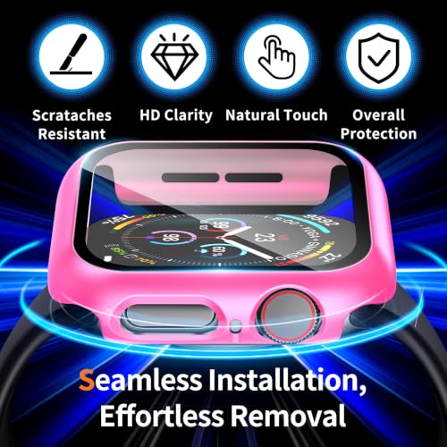 idudu 2 Pack Case for Apple Watch Screen Protector SE 3(2025) SE 2/SE/Series 4 5 6 40mm with Tempered Glass | Slim Guard Bumper | Full Coverage Hard PC Protective Cover | Compatible iWatch 40mm - image 3
