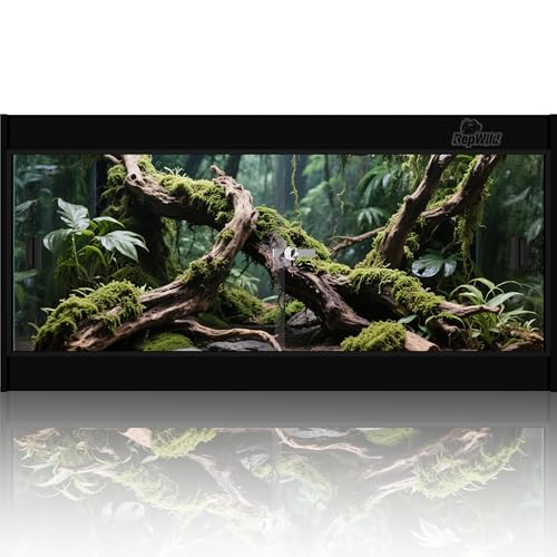 20 Gallon PVC Reptile Enclosure, RepWild 24'x18'x12' Terrarium/Tank with Heavy-Duty Screen Top, Glass Sliding Doors & Lock for Bearded Dragons, Ball Python, Geckos, Lizards