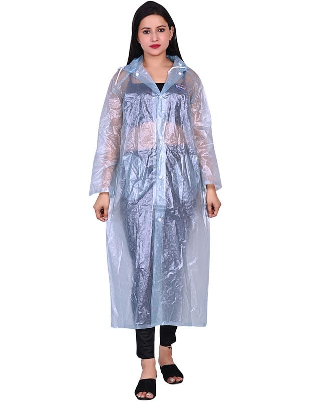FashionIO� Rainguard Unisex PVC Full Sleeve Solid Long Raincoat With Adjustable Hood and Pocket-image-10