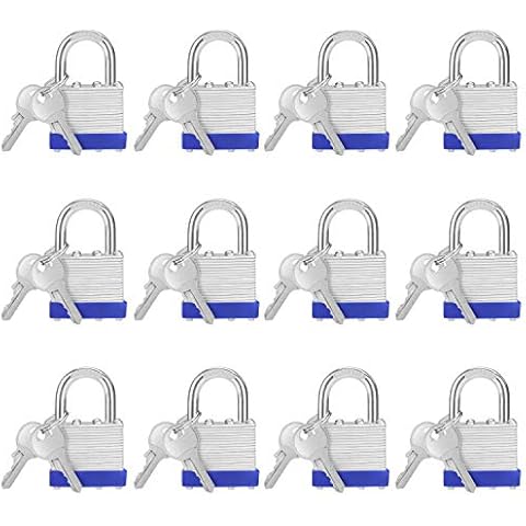Candado Laminado Resistente de Acero con 2 Llaves (Pack de 12) Cover