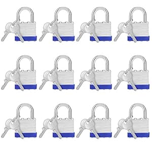 Belle Vous Heavy Duty Steel Padlocks 12 Pack