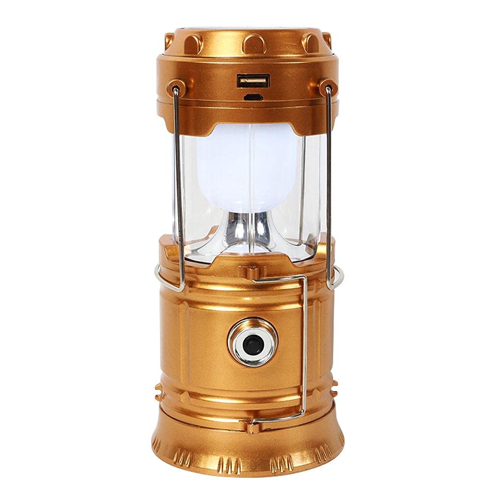 Hushui Gold Led Camping Lantern,Usb Or Solar Powered Rechargeable Emergency Lights Survival Lanterns Collapsible Camping Lights Lamp For Hurricane Emergency