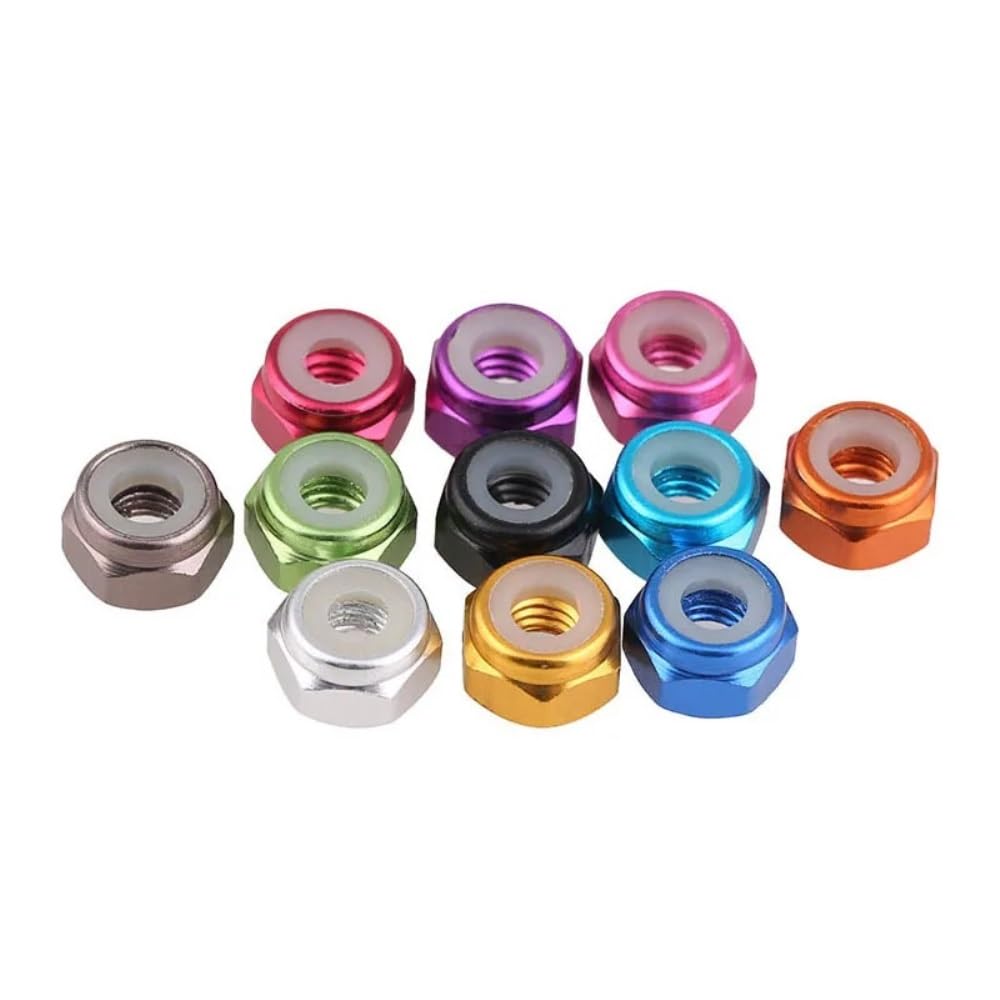 10 écrous Auto-bloquants En Alliage D'aluminium - Avec Anneau Nylon - Taille M3 - Couleur Orange - 5