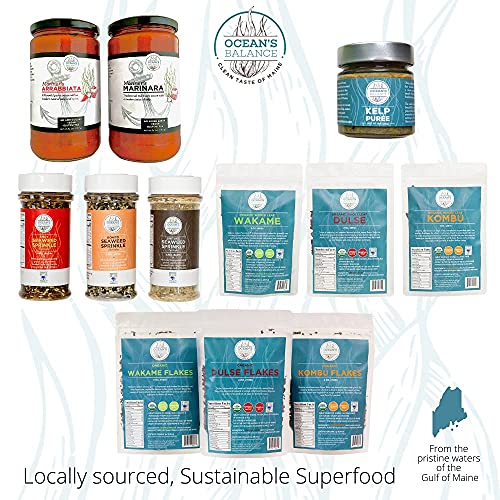 Ocean’s Balance Organic Dulse Flakes - Maine Coast Seaweed - Atlantic Ocean Sea Vegetables, Perfect For Keto Diet, Paleo Diet, Vegetarian Lifestyle Or Vegan Diet - Gluten Free - 3Oz Bag #TOP4