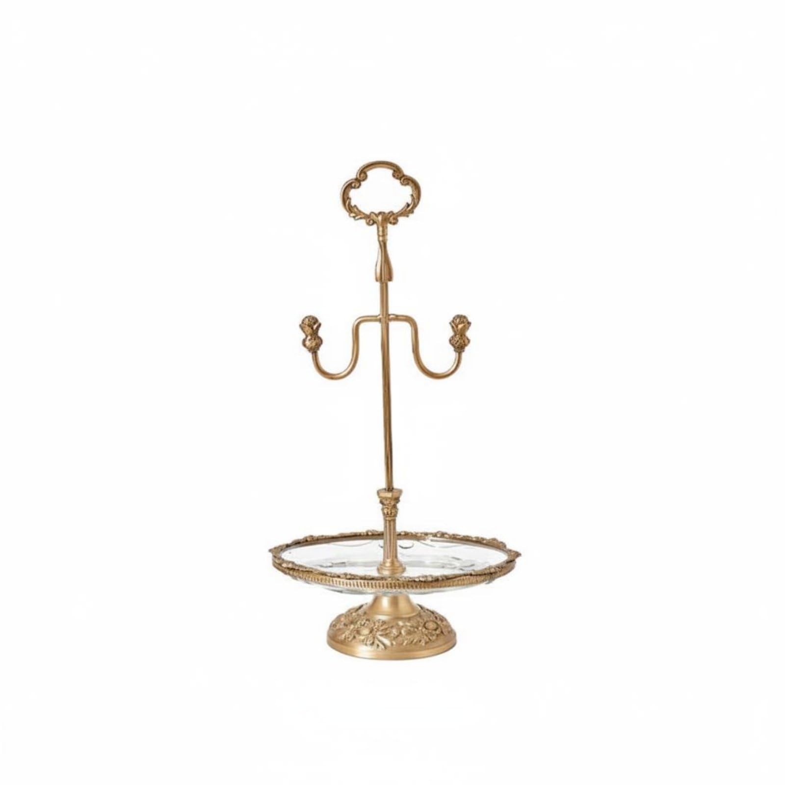 rockible Bandeja para Postres Soporte para Pasteles Expositor para Tartas para Dulces con Detalle Ornamental y Estilo Europeo en, Soporte De Un Nivel con Asa Decorativa, Estilo Clásico