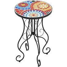 ZOEDO Outdoor Side Table,Colorful+Black