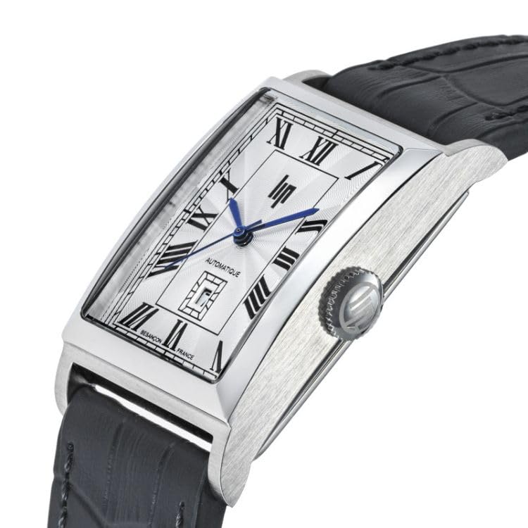 Lip Churchill T26 Herren Armbanduhr, automatisch, Sonnenblatt, schwarzes Leder, Riemen