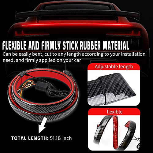 Oppbuy Universal Led Spoiler Rear Lip Kit With Brake Light,Turn Signal Light,Running Light,51 Inch(1.3 M) Car Tail Light Strip For Car Trunk And Rear Windshield,Carbon Fiber Finish,Easy Installation #TOP4