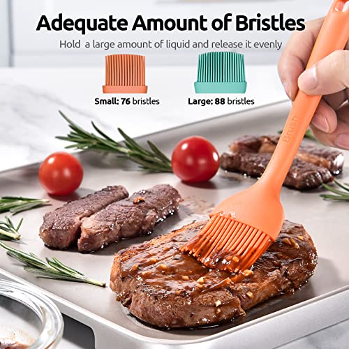 Image of Angled Silicone Pastry Brush: U-Taste 600ºF Heat Resistant Kitchen Basting Cooking Baking Food Rubber Head-Up Baster Brush for Oil Sauce BBQ Butter Grill Meat Egg Bread (2 Small + 1 Large)