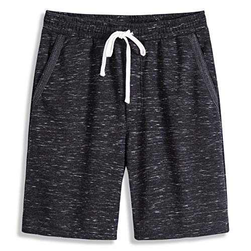 VANCOOG Men’s Casual Cotton Knit Short Drawstring Elastic Yoga Gy