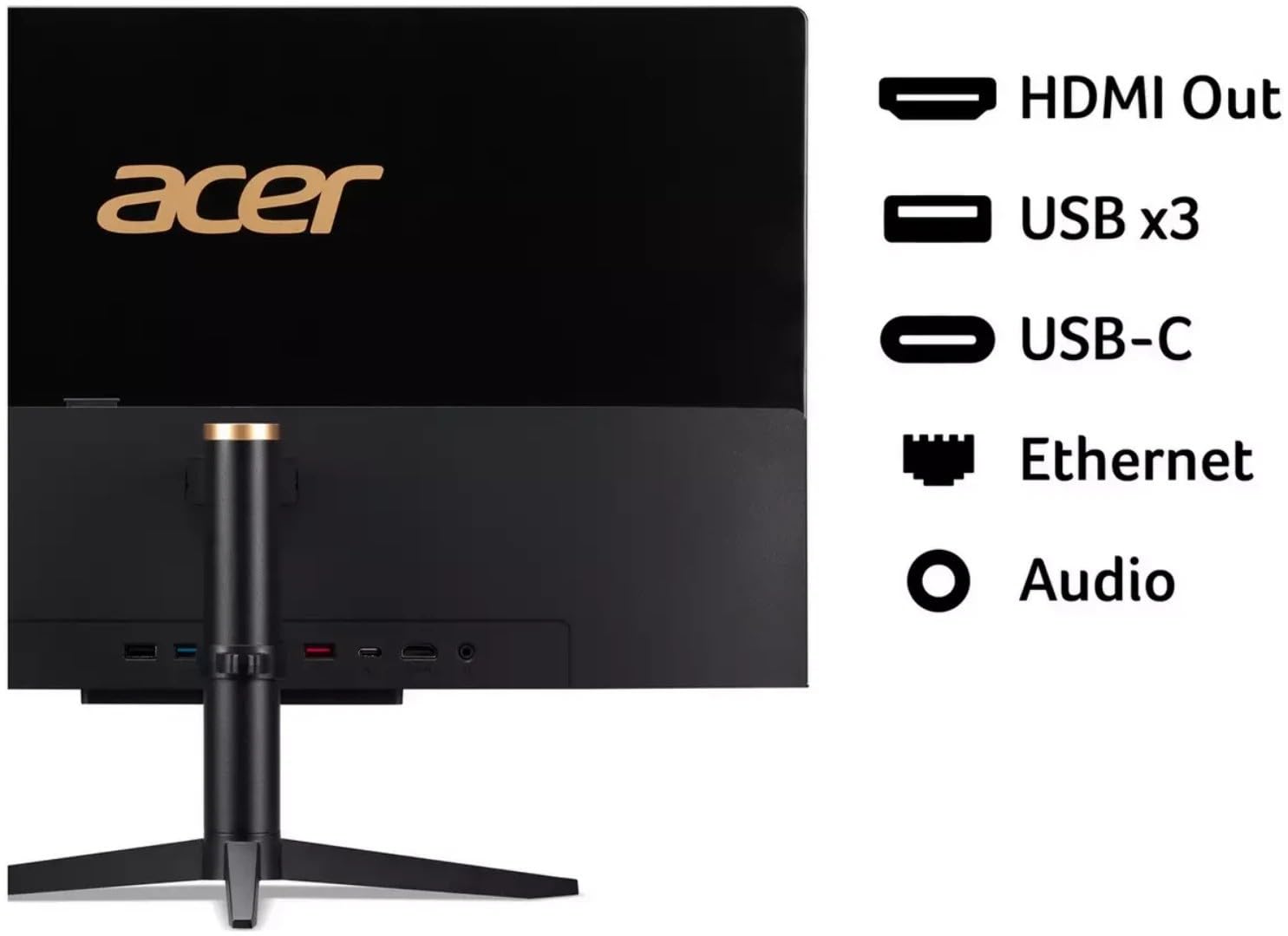 acer Aspire C22-1610 21.5" All-In-One Desktop PC | Intel N100 Quad Core CPU | 8GB RAM | 256GB SSD | Full HD IPS Display | WiFi 6E | Stereo Speakers | 2MP Webcam | Windows 11 Home | Black | — view 3