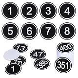 NumRealm 35mm ABS Plastic Round Table Numbers, Locker Cabinet Numbers Signage Tags Labels - Black 1 to 200