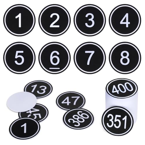 NumRealm 35mm ABS Plastic Round Table Numbers, Locker Cabinet Numbers Signage Tags Labels - Black 1 to 50