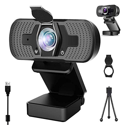 1080P Streaming Webcam with Microphone & Privacy Cover, for Windows Mac OS PC, Laptop, Computer, Desktop, for Live Streaming, Video Call, Conference, Online Class- Auto Light Correction, Manual Focus