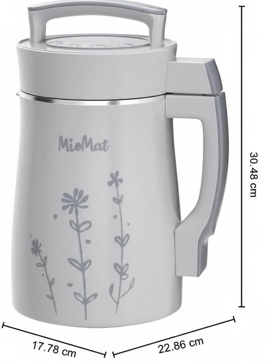 8-in-1 Pflanzlicher Milchbereiter 1,2L Mandelmilch Sojamilch Hafermilch Kokosmilch Suppen Brei Smoothies Püree Vollautomatisch