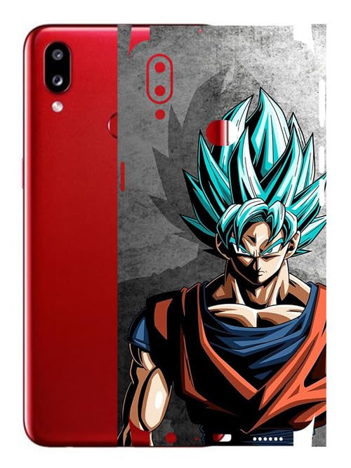 Image of AtOdds - Samsung Galaxy A10s Mobile Back Skin Sticker - Lamination - Rear Screen Guard Protector Film Wrap (Coverage - Back+Camera+Sides) (Design - Goku)