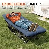ATORPOK SHOP Campingbett feldbett klappbar, Faltbar Gästebett bis 200 kg für,mit Seitentasche, tragbares Campingliege,Outdoor, Garten, Reisen, Camping, Indoor (Blau)