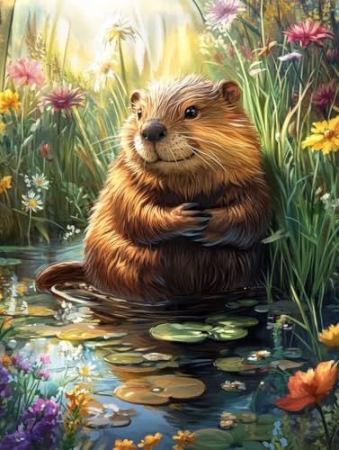 Kit Complet 5D Diamond Painting Animal au Lac 80x110cm en Automne pour Décoration Maison
