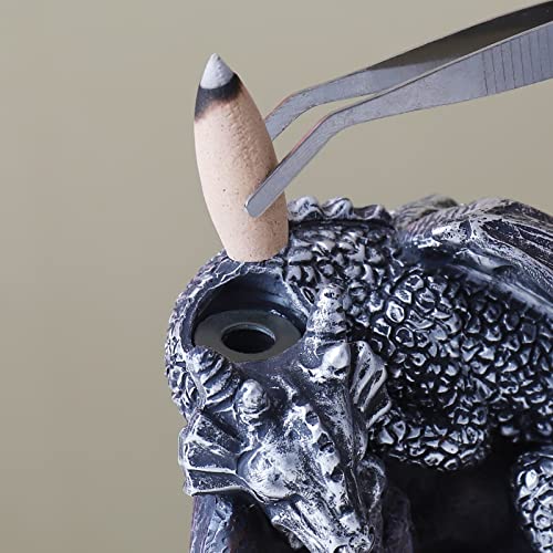 Makouyu Dragon Backflow Incense Holder Waterfall Incense Burner, With 100 Backflow Incense Cones,1 Mat,1 Tweezers，Dragon Statues，Aromatherapy Ornamental For Home Office Yoga （Silver Dragon） #TOP4