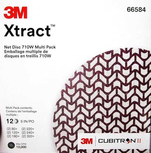 3m xtract net disc 710w 5 in 12 piece multi-pack hook and loop sanding discs 80 120 180 220 240 320 virtually dust-free assorted grades 66584