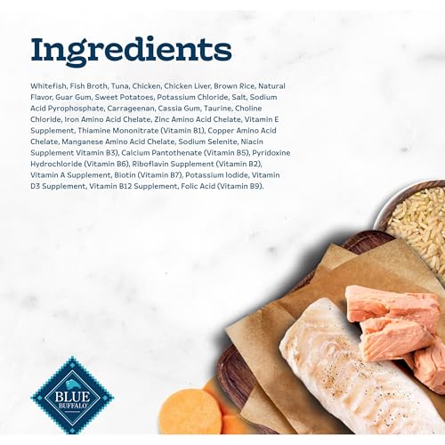 Image of Blue Buffalo Tastefuls Wet Cat Food Pate, Made with Natural Ingredients | Ocean Fish and Tuna Entree, 3-oz. Cans (24 Count)