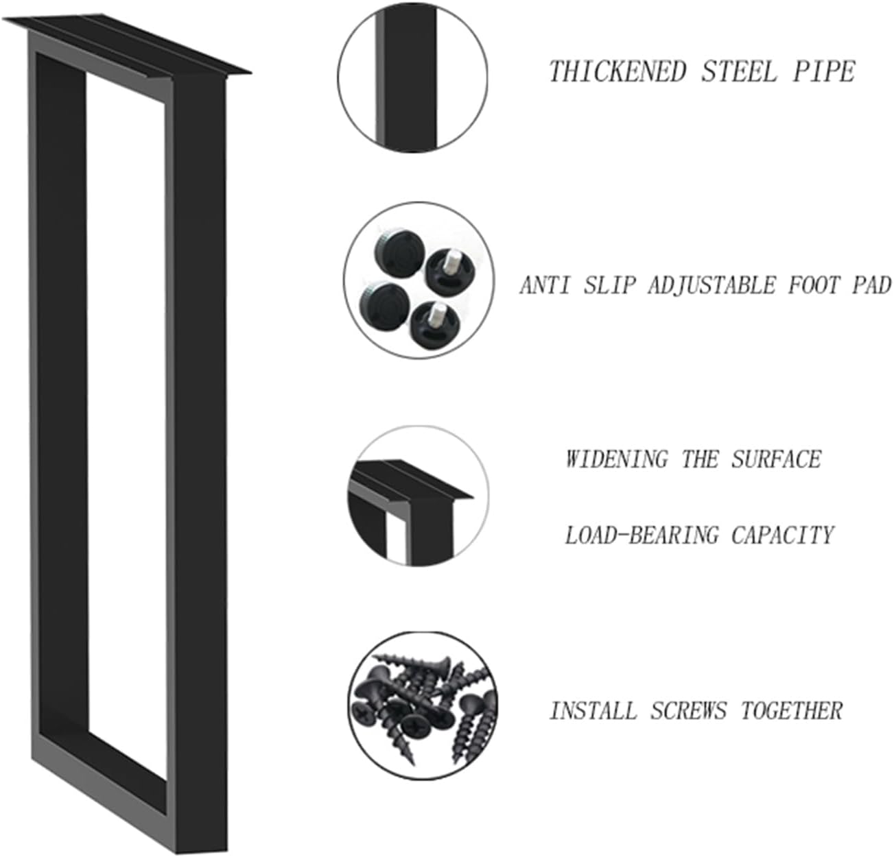 Metal Heavy Furniture Legs，Square Reinforced Steel Office Table Legs,Heavy Duty Metal Furniture Feet,for Furniture, TV Stand and Bench(40x70cm)