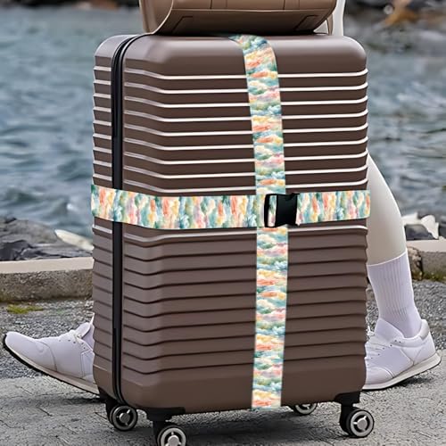 Image of Watercolor Cloud Luggage Straps 2 Pack - Pastel Sky Pattern Suitcase Belts with Quick-Release Buckle, Spring Summer Travel Accessories