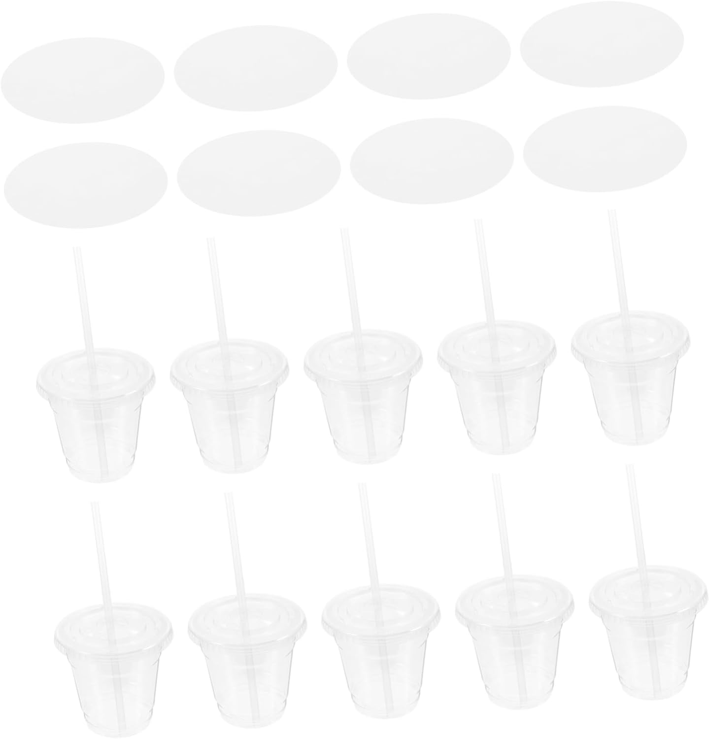 IMIKEYA 1set Party Beverage Cups with Lids and Straws Disposable Transparent Pet Juice Cups for Gatherings Smoothie