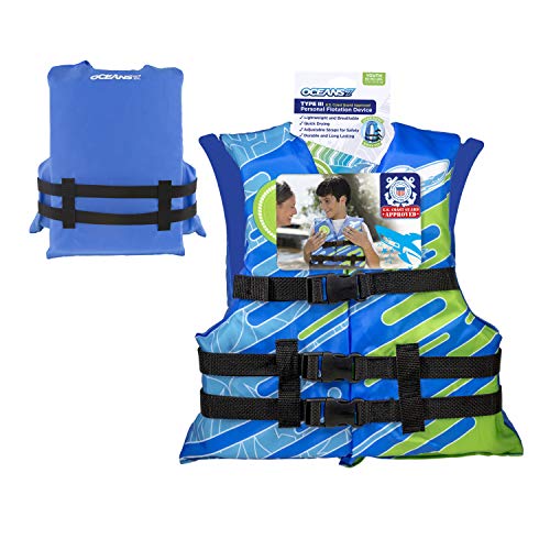 Image of Aqua Oceans 7 Life Jacket for Kids - US Coast Guard Approved Life Vest for Infant, Child & Youth Boys and Girls, Open-Side PFD for Boating, Swimming & Water Sports