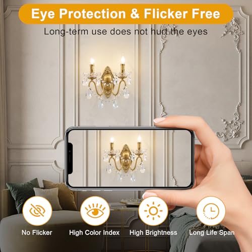 Image of Crystal Wall Sconce, Gold Wall Sconces, Gold Sconces Wall Set of 2, for Living Room, Bedroom, Bathroom,Vanity