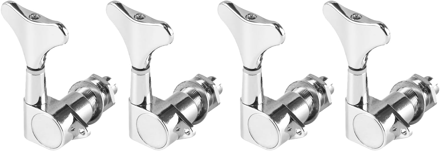 2 Left 2 Right Inline Sealed Bass Tuners Tuning Pegs Keys Machine Heads Set for Precison Bass or Jazz Bass (Chrome)