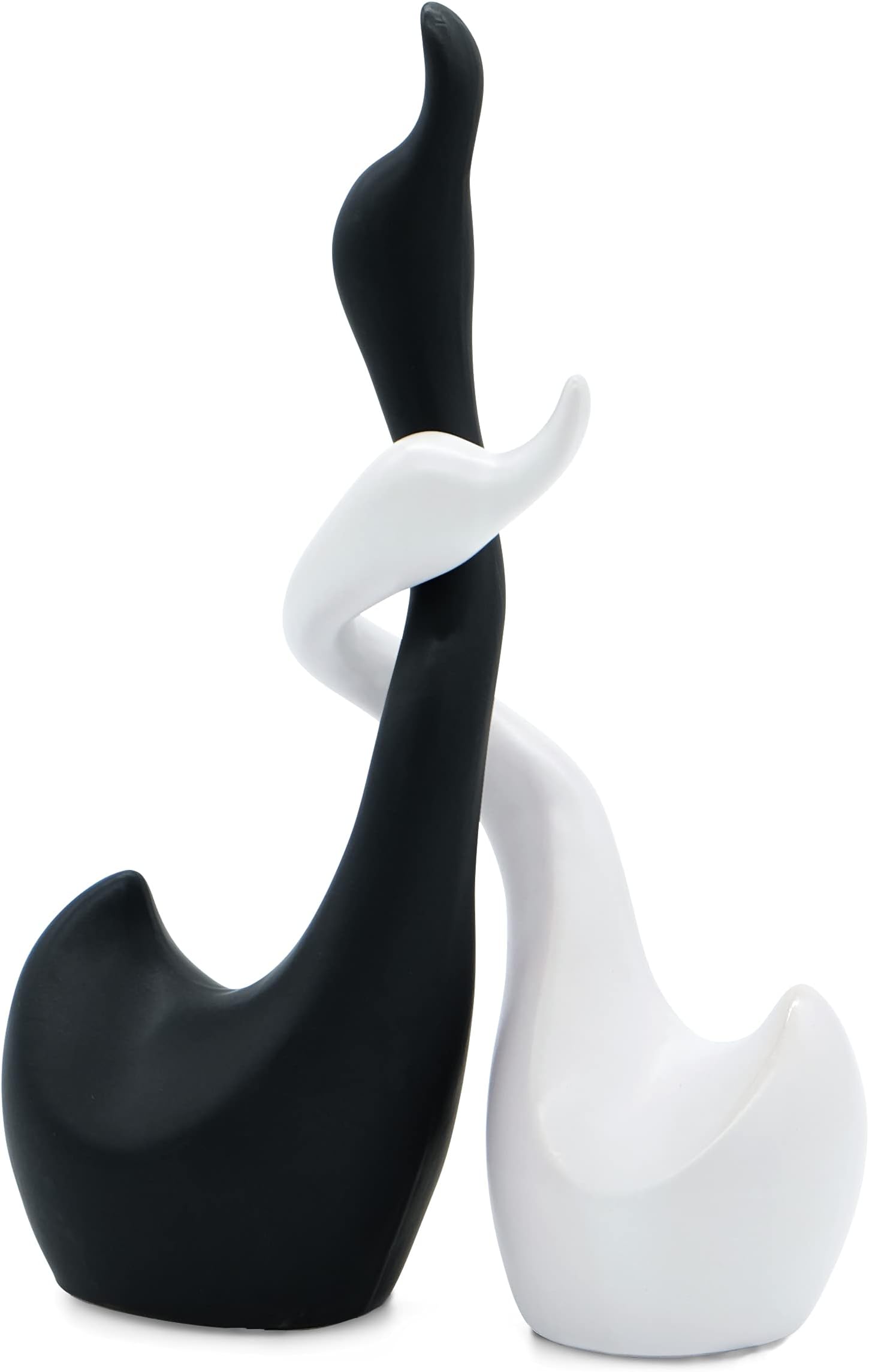 FeinKnick Loving swan couple – sculpture set of two swans made of ceramic in black and white – decorative figure 9”/23cm high – decoration swan for luck and harmony as a gift for Christmas