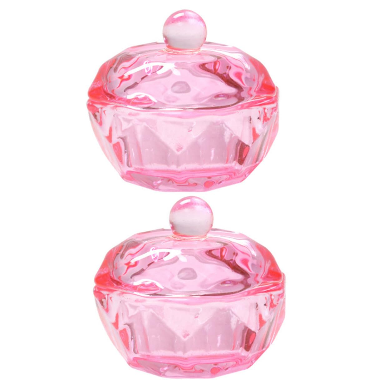 Ipetboom 2pcs Pink Crystal Glass Monomer Dish Lid Nail Art Dappen Bowl for Acrylic Nail Liquid