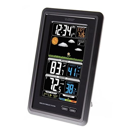 La Crosse Technology 308-1425B-INT Vertical Wireless Color Weather Station with Pressure, Black