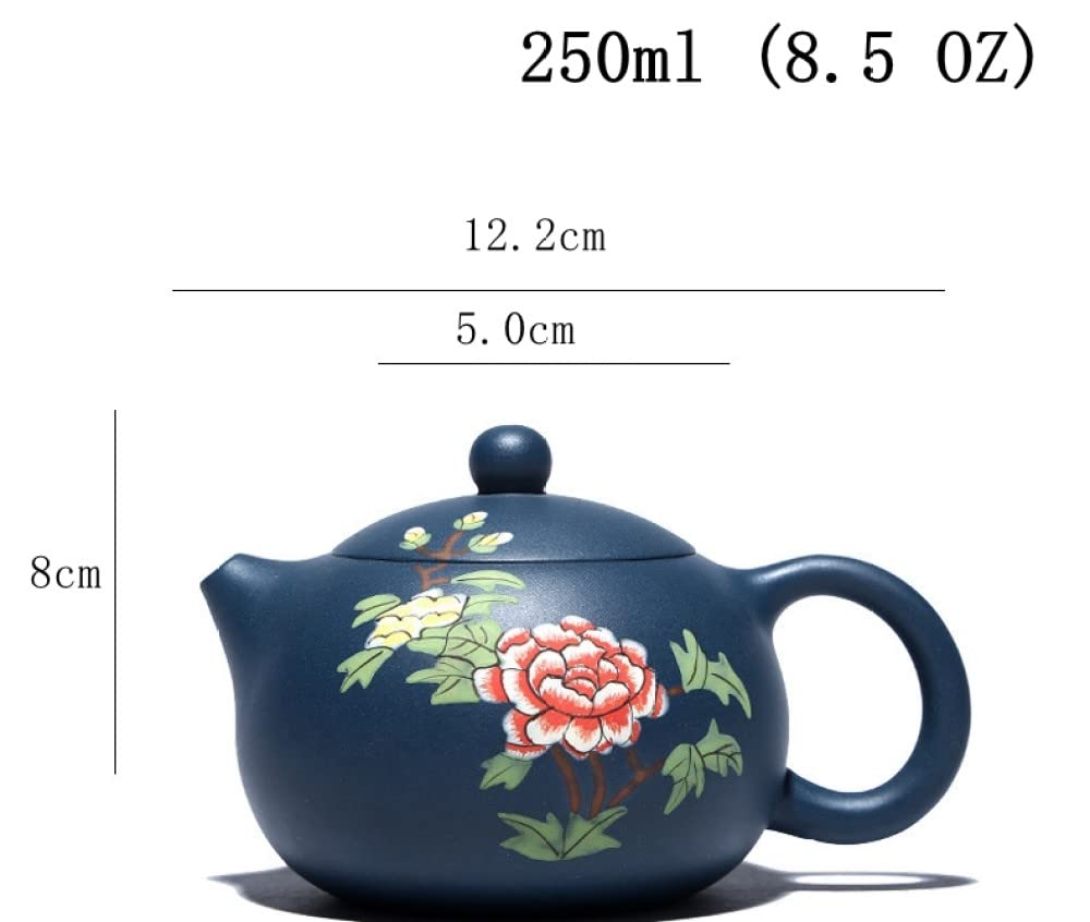 Chiński zestaw do herbaty Yixing Zisha, ceramiczny fioletowy zestaw do herbaty, dzbanek do herbaty Xishi z malowanym kwiatem piwonii, filiżanki do herbaty, dzbanek do herbaty, czarka do herbaty, fil