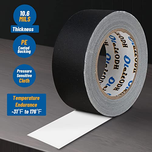 Image of Oleitodh Premium Cloth Gaffers Tape - 8 Rolls 4 inch x 30 Yards (Total 240 Yards), Black Non Reflective and Easy to Tear Gaff Tape for Temporary Holding of Cords,Equipment,and Other Audio /Visual Stuff
