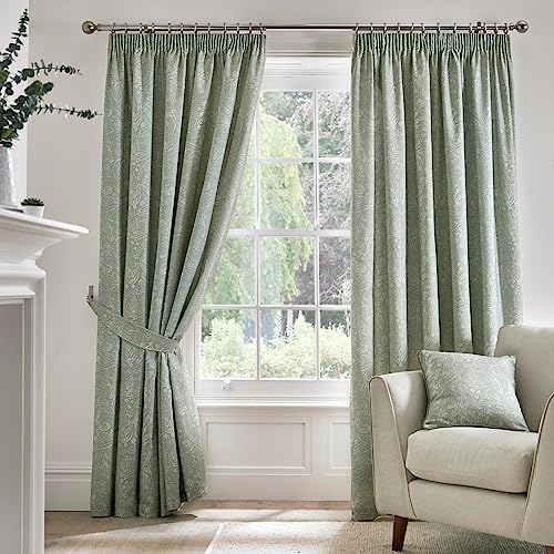 Dreams & Drapes Green Jacobean Curtains W66 x L54 (168 x 137cm) 2x
