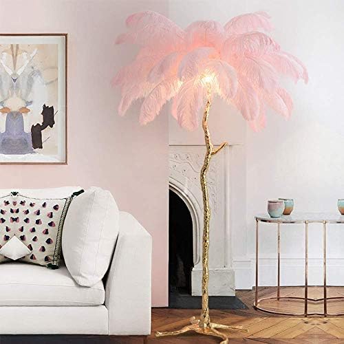 UWY Floor Lamp, Modern Luxury Real Ostrich Feather Floor Lamp Resin, Modern Floor Lamps, Modern LED Feather Resin Floor Lamp Tripod Standing Lamp for Living Room Home Decor,D,110cmx170cm