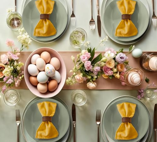 Image of Ruvanti Cloth Napkins Set of 6, 18x18 Inches Napkins Cloth Washable, Soft, Durable, Absorbent, Cotton Blend. Table Dinner Napkins Cloth for Hotel, Lunch, Restaurant, Wedding Parties - Mustard