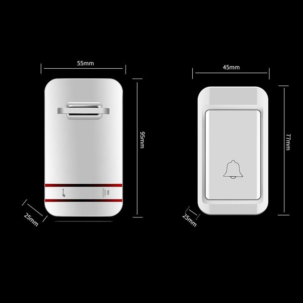 Timbre Inalámbrico Kit inalámbrico de timbre impermeable con 1 transmisor y 2 receptores 38 Melody Launchers Self Power Generation (Blanco) Timbre de Puerta