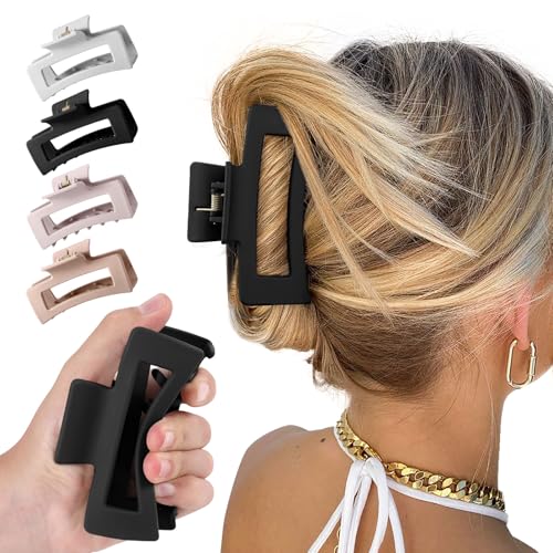 ETANEAR 4Pcs Cloud Claw Clips for Women, 4.2 Inch Non-Slip Strong Hold Hair Claws, Unbreakable & Durable TPEE-Silicone Blend, Large Bendable Cozy Hair Clip for Thin/Thick/Curly Hair, All-Day Comfort