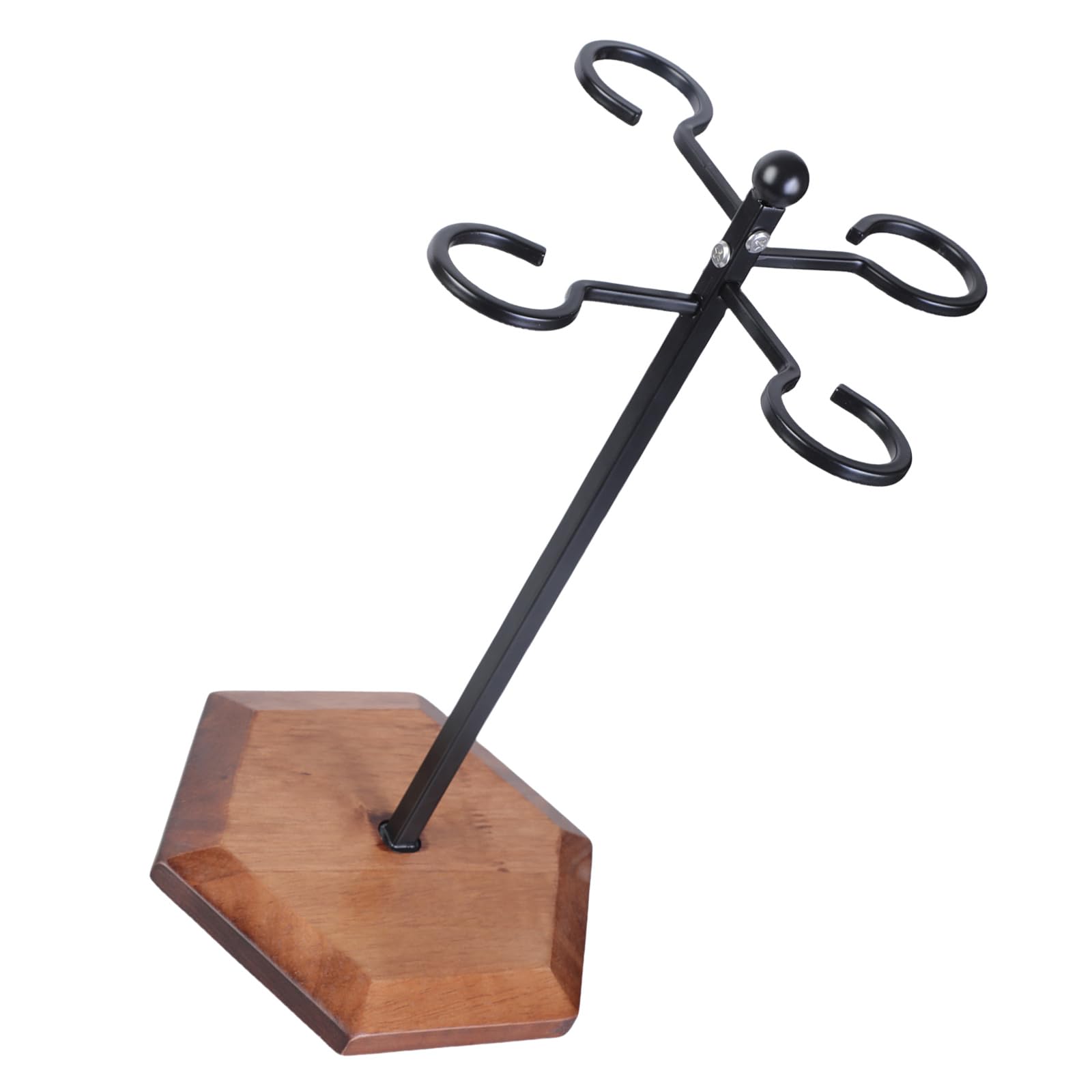 Hsioluted Freestanding Wine Glass Holder Decorative Inverted Wine Glass Rack with 4 Hangers for Parties and Everyday Use Sturdy Metal Holder