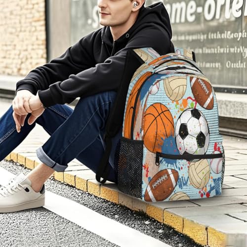 Mochila para laptop ligera con estampado de fútbol y gran capacidad 7