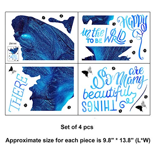 Big Blue Butterfly Wall Stickers To Be Happy Inspirational Quotes Window Decals Decorations Murals Wall Art Decorative Sticker For Kids Living Room Bedroom Nursery Playroom Cute Party Decor Supplies #TOP1