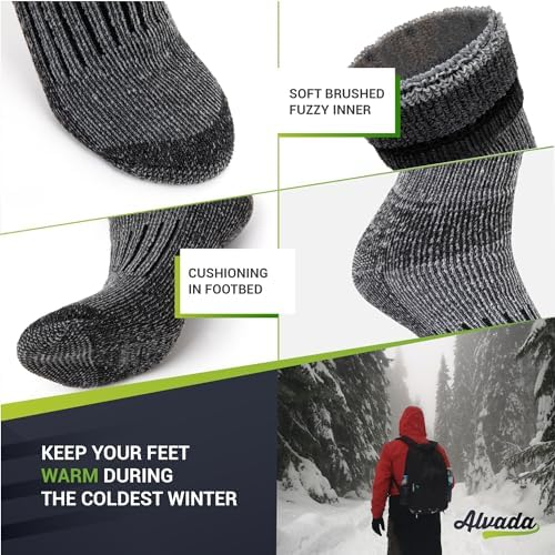 Alvada Warm Thermal Wool Socks for Winter Moisture Wicking and Breathable Cozy Boot Socks