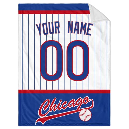 ANTKING Chicago Blanket Throw Blanket Custom Any Name and Any Number Gifts for Men Women Baby