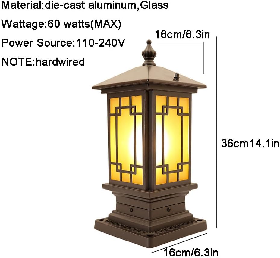 Modern Outdoor Light for Patio Floor Lamp Traditional Waterproof Pillar Lamps Outdoor Decorations Aluminum Glass Column Light Fixture for Outdoor Patio
