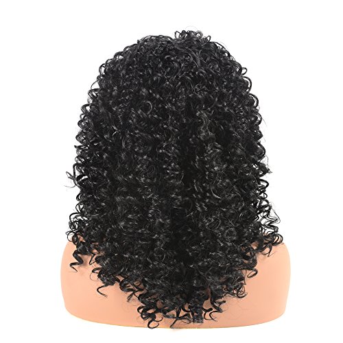 Synthetic Afro Curly Wigs Short Curly Kinky Wigs Black Hair Wig Fluffy Wavy Full Wigs Heat Resistance Fiber 14" 200g