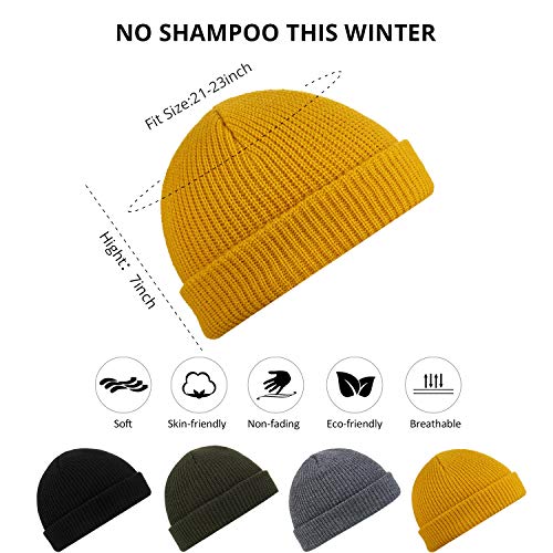 Satinior 4 Pieces Trawler Beanie Watch Hat Roll Up Edge Skullcap Fisherman Beanie Unisex #TOP19
