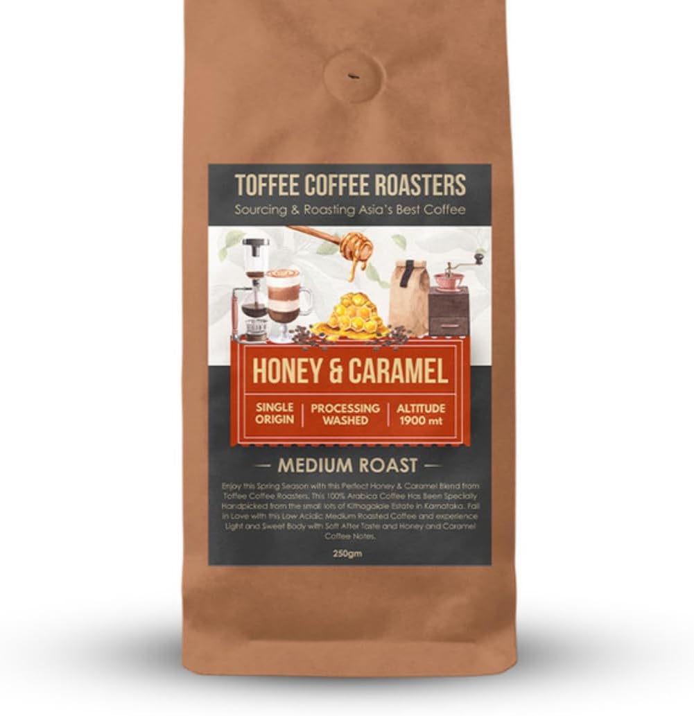 - Toffee Coffee Roasters | Honey & Caramel Coffee | As Seen On Shark Tank | 100% Arabica | Medium Roast | Notes: Honey and Caramel | (French Press, 250 Gram)